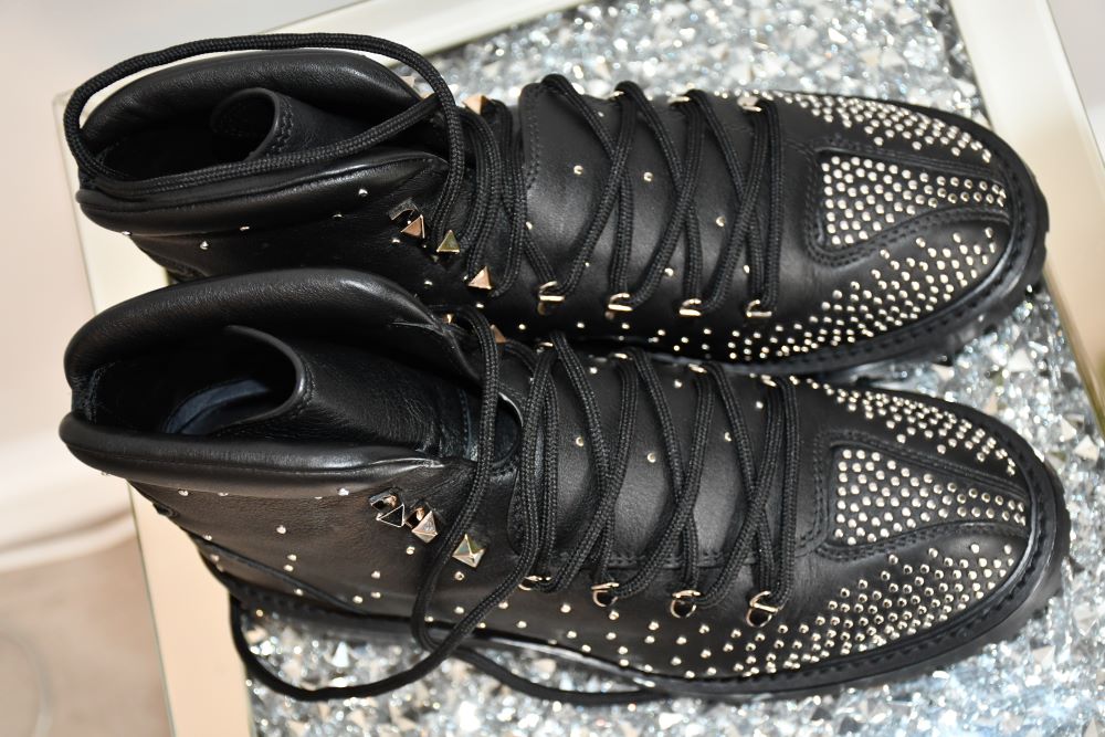 Valentino Studded, Black Leather, Mid Heel Boots (6)