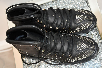 Valentino Studded, Black Leather, Mid Heel Boots (6)