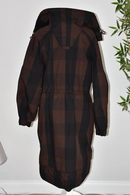Ganni Brown Checked Oversized Brown Coat  S/M