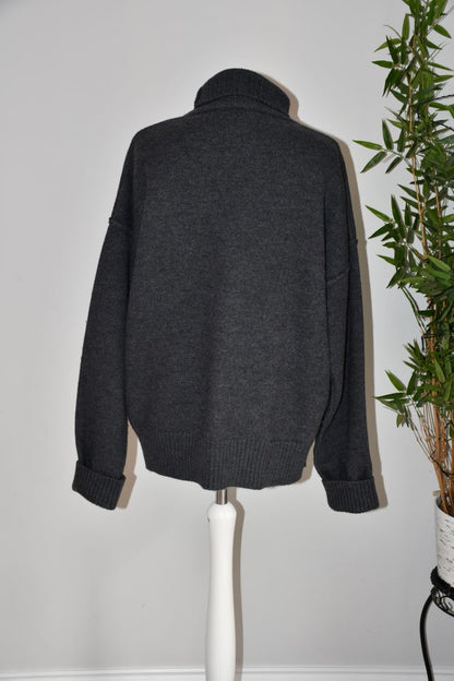AMI Paris Ami De Coeur Grey Wool Jumper