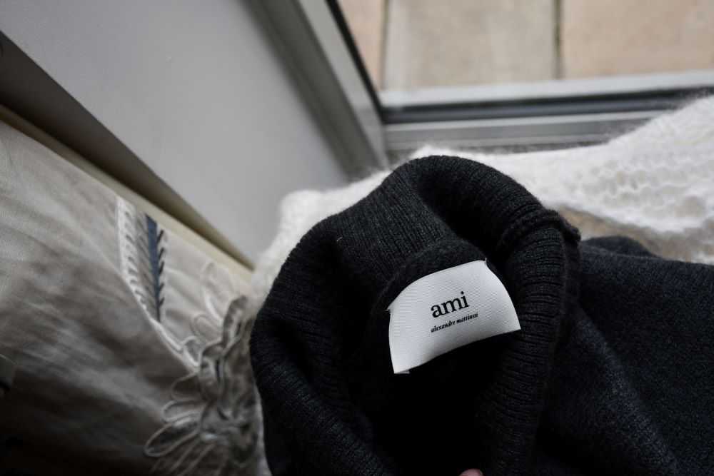 AMI Paris Ami De Coeur Grey Wool Jumper