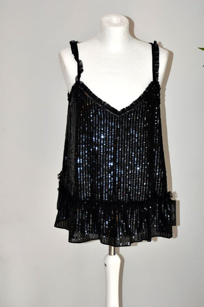 preowned BNWT Needles and Thread Black Sequinned occasion Top
