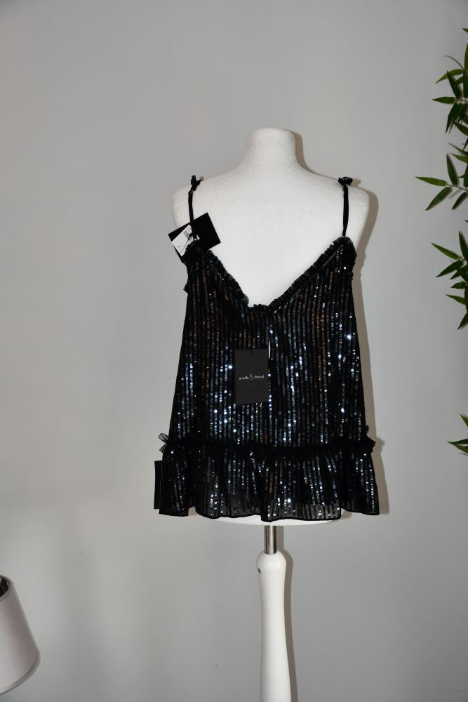 Needles and Thread Black Sequinned Top BNWT
