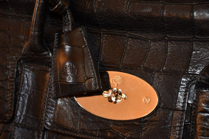 Mulberry Bayswater Black Mock Croc Leather Bag