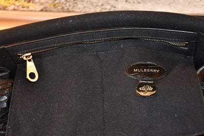 Mulberry Bayswater Black Mock Croc Leather Bag