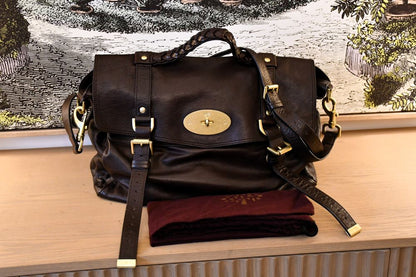 Mulberry Bayswater Black Mock Croc Leather Bag