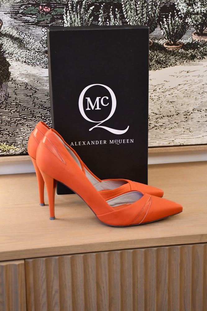 preloved Alexander McQueen Lex Punk Watermelon Shoes in front of box