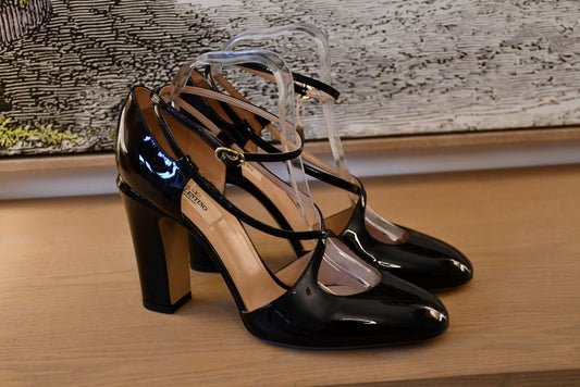 pre owned Valentino Mary Jane Black Patent Leather Shoes side view
