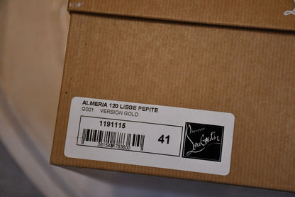 Louboutin Almeria 120 Liege Pepite Gold Sandals (41)