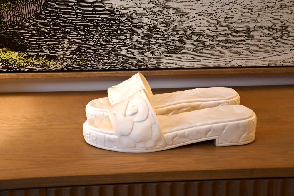 preowned Valentino Atelier Tacco Heel white PVC Slide Sanda