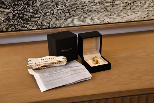 pre owned  Bvlgari B Zero Two Bands Rock 18 Carat Gold Ring in Bvlgari box by receipt