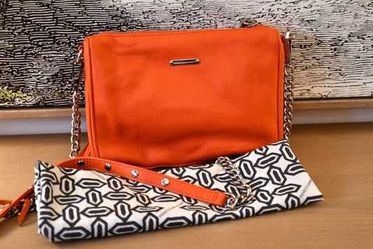 pre owned BNWT Rebecca Minkoff Orange Leather Crossbody Bag