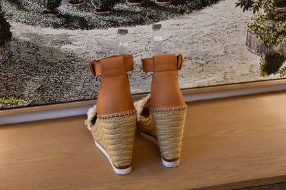 See By Chloe T Big Canvas 120 Calf Leather Platform Sandals (41) BNWT