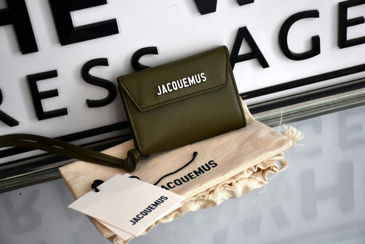 Le Porte Jacquemus Khaki Leather Wrist Wallet Purse BNWT