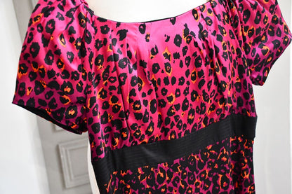 Karen Millen Pink and Black Silk Cocktail Dress (8-10)