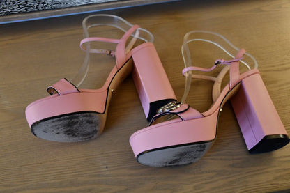 Gucci Pink Marmont GG Sandals (5.5)