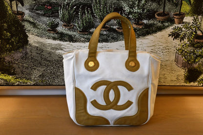 pre owned white Chanel Marshmallow Cotton Bag