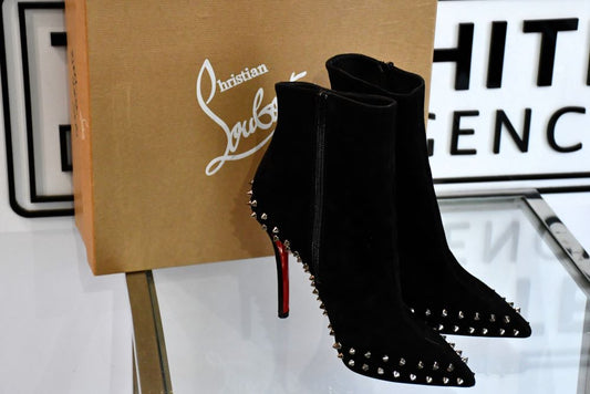 Louboutin Willetto 100 Suede Black Ankle Boots (6)