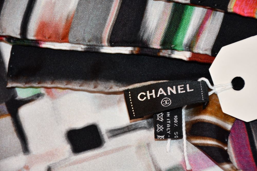 Chanel Long Silk Logo Multicolour Scarf