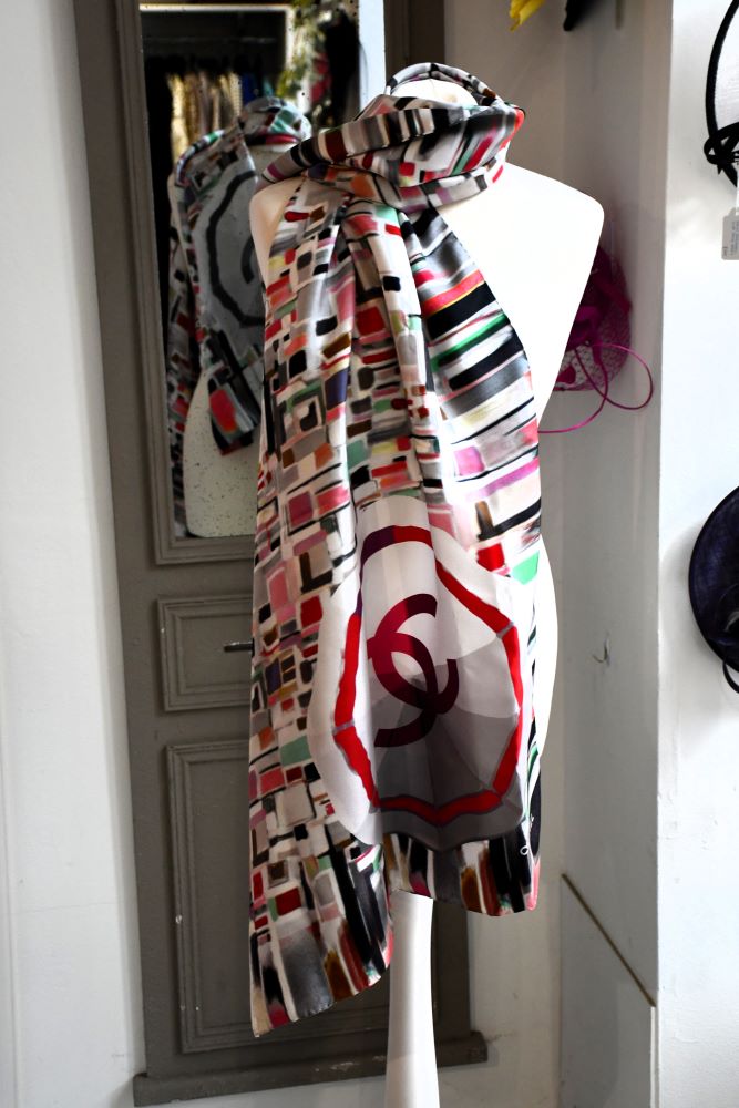 Chanel Long Silk Logo Multicolour Scarf