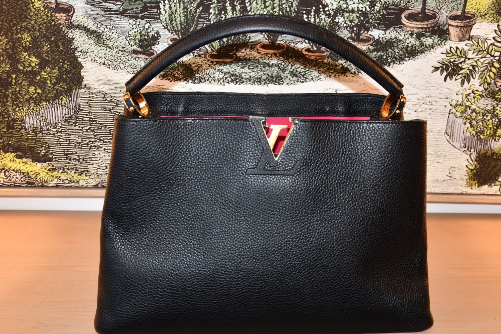 Louis Vuitton Black Taurillon Capucines GM Bag
