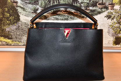 Louis Vuitton Black Taurillon Capucines GM Bag