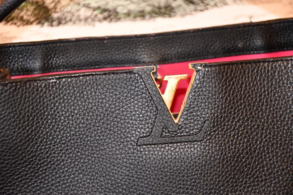 Louis Vuitton Black Taurillon Capucines GM Bag