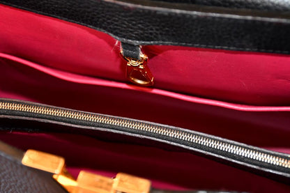 Louis Vuitton Black Taurillon Capucines GM Bag
