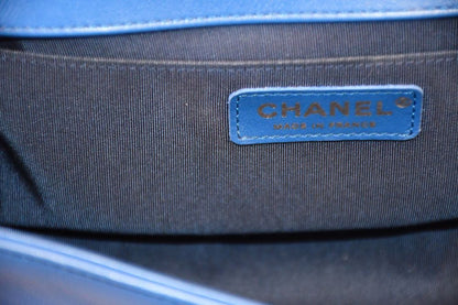 Chanel Boy Blue Chevron Caviar Leather Flap Bag
