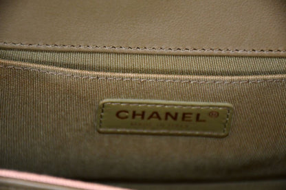 Chanel Small Boy Olive Green Caviar Lambskin Bag