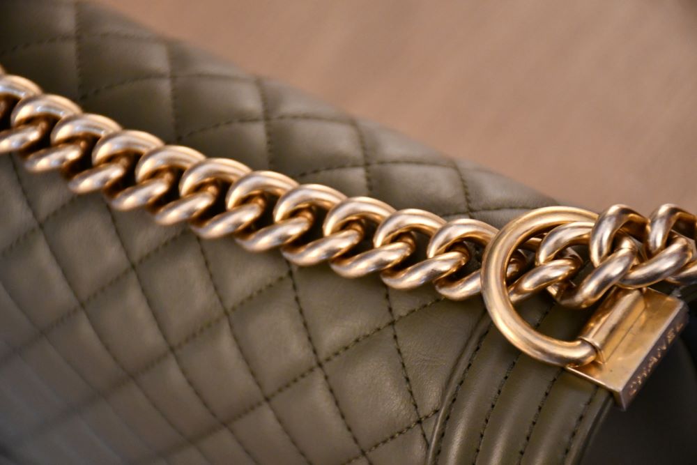 Chanel Small Boy Olive Green Caviar Lambskin Bag