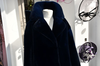 Stand Studio Faux Fur Midnight Blue Winter Coat (12)