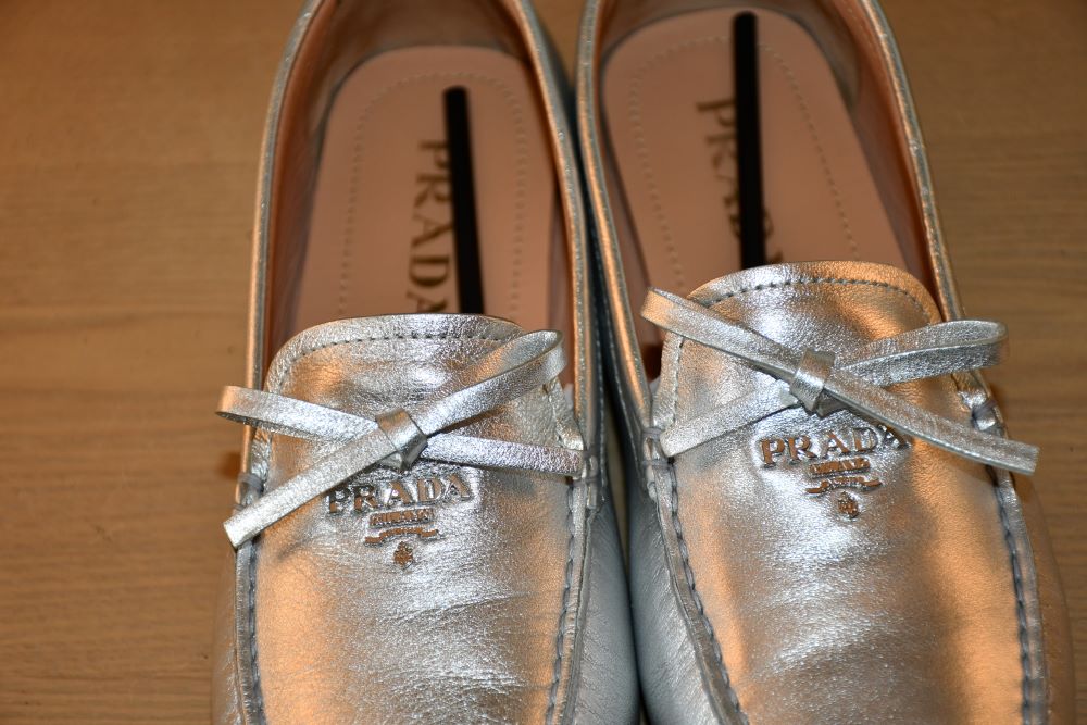 Prada Mordore Calzatura Donna Silver Leather Loafers (7)