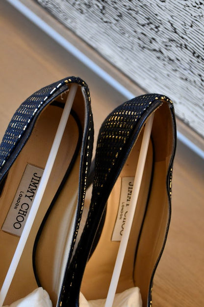 Jimmy Choo Imogen 110 Woven Metallic Stiletto Shoes (37)