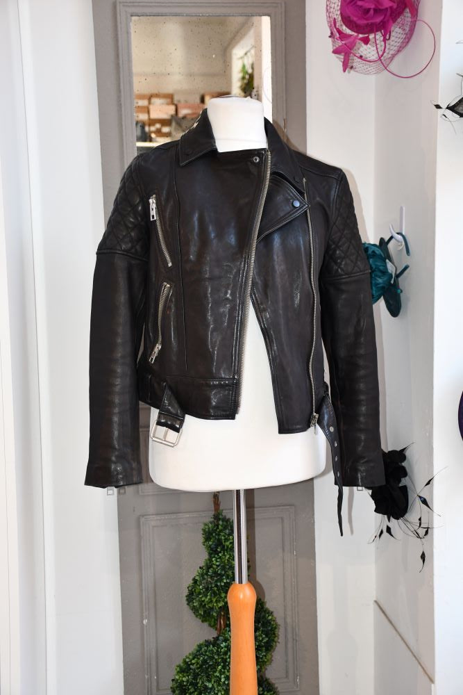 All Saints Favel Biker Black Leather Jacket (12)