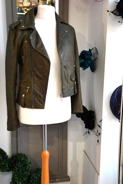 7 for All Mankind Olive Leather Jacket