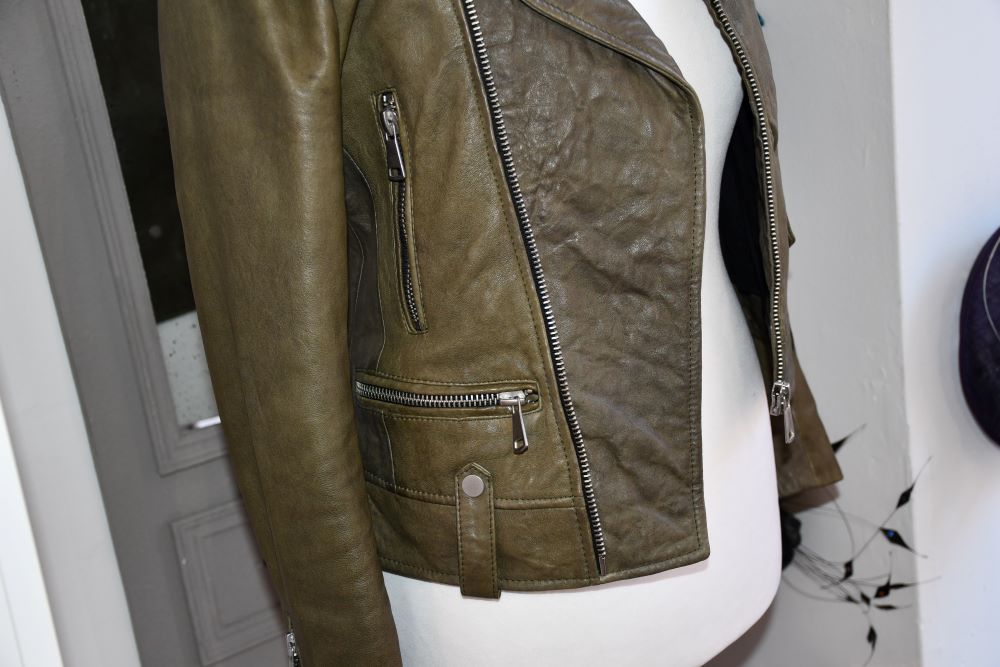 7 for All Mankind Olive Leather Jacket