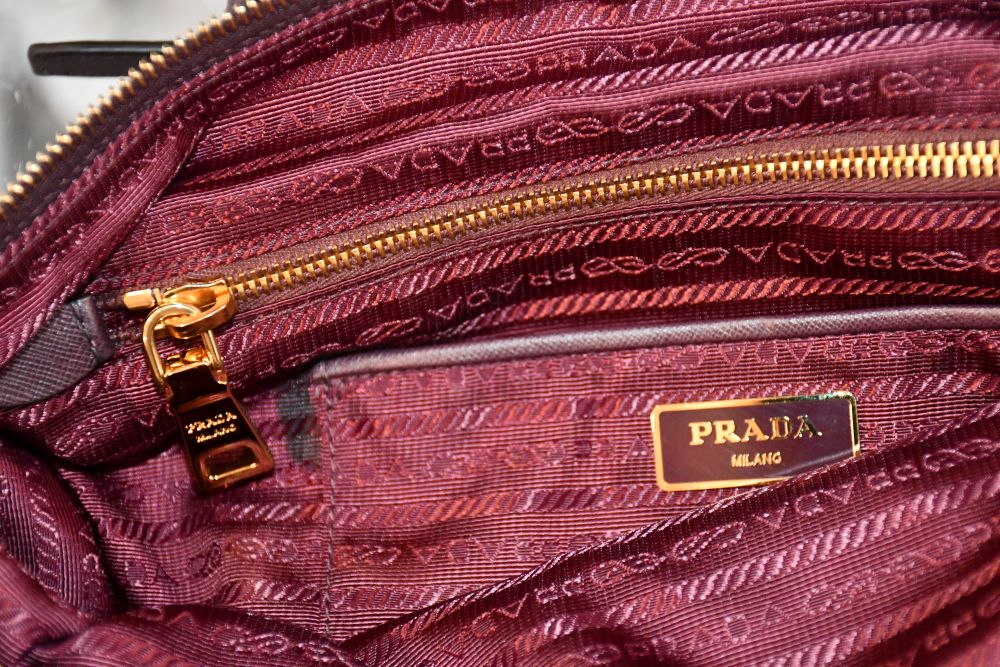 Prada burgundy bag best sale