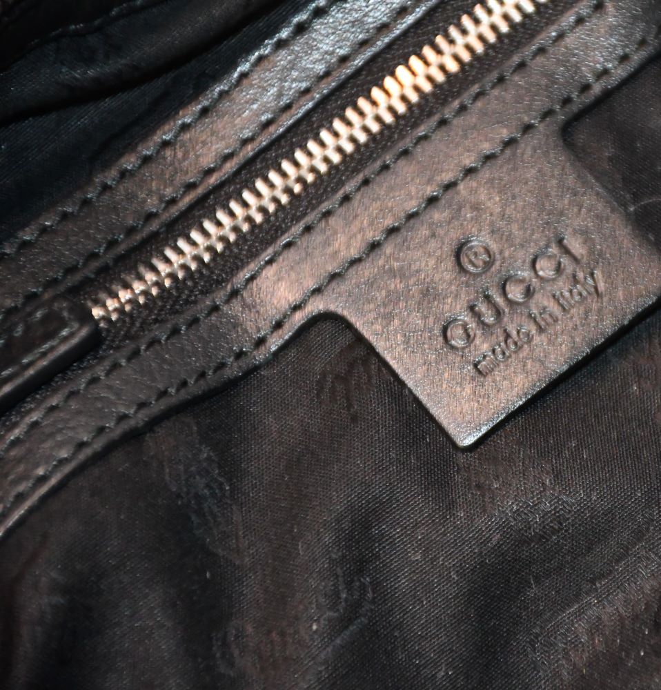 Gucci Black Leather Guccissima Horsebit Shoulder Bag