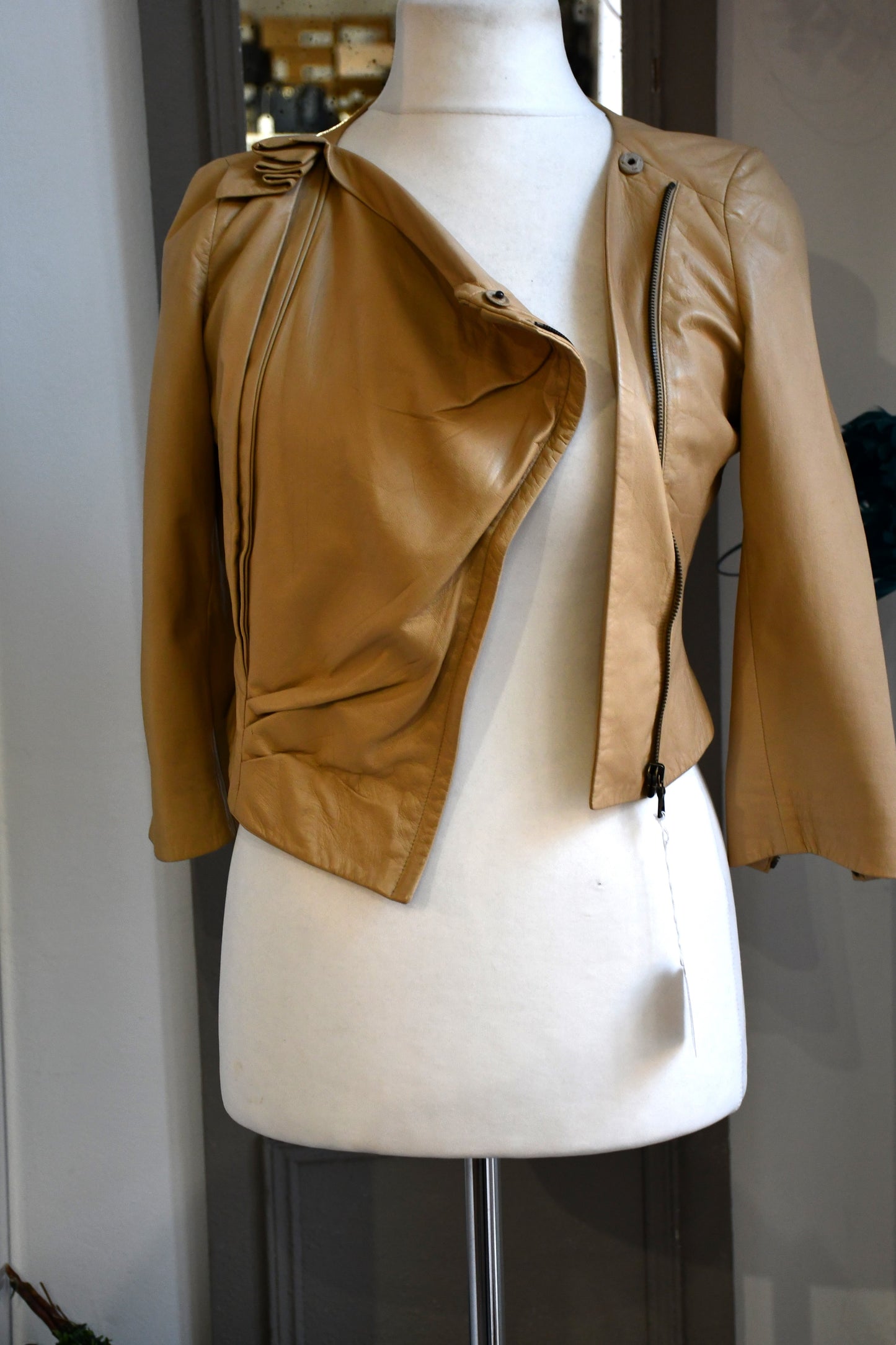 Prada Caramel Cropped Leather Jacket (S)