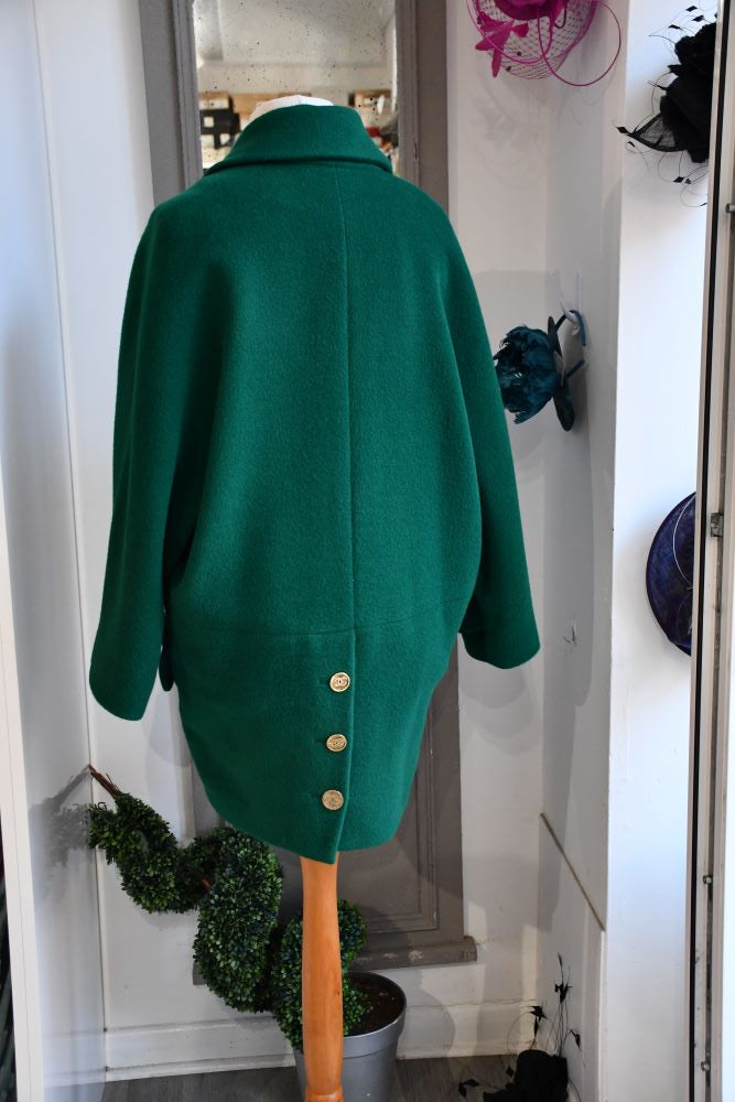 back of preloved Chanel Vintage forest Green Wool Oversized Coat 