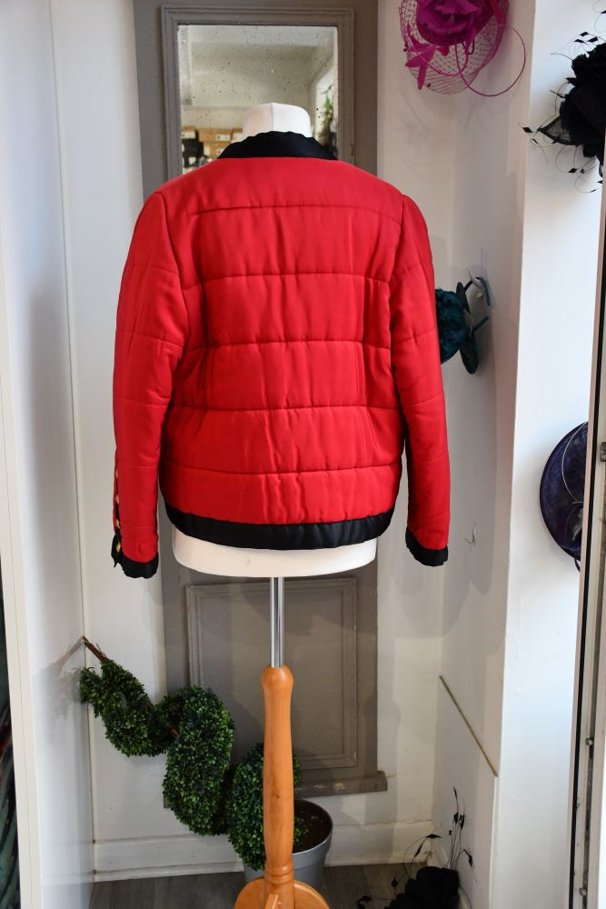 Chanel Vintage Quilted Red Silk Jacket (10)