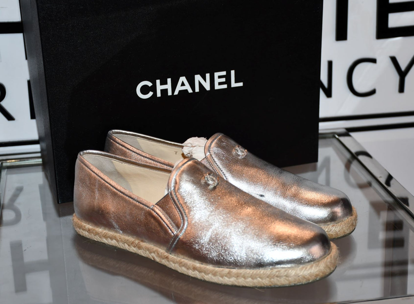 preloved CHANEL Moccasins Loafers silver Crumpled Lamb Leather