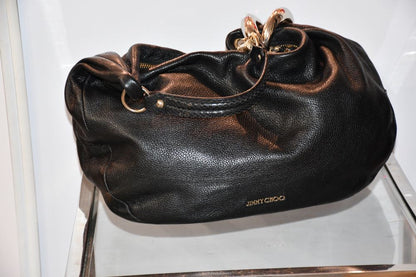 preowned Jimmy Choo Solar Brown Leather Hobo Bag 