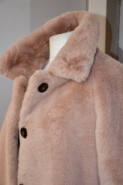 Rino and Pelle Soft Pink Faux Fur Button Down Coat (12-14)