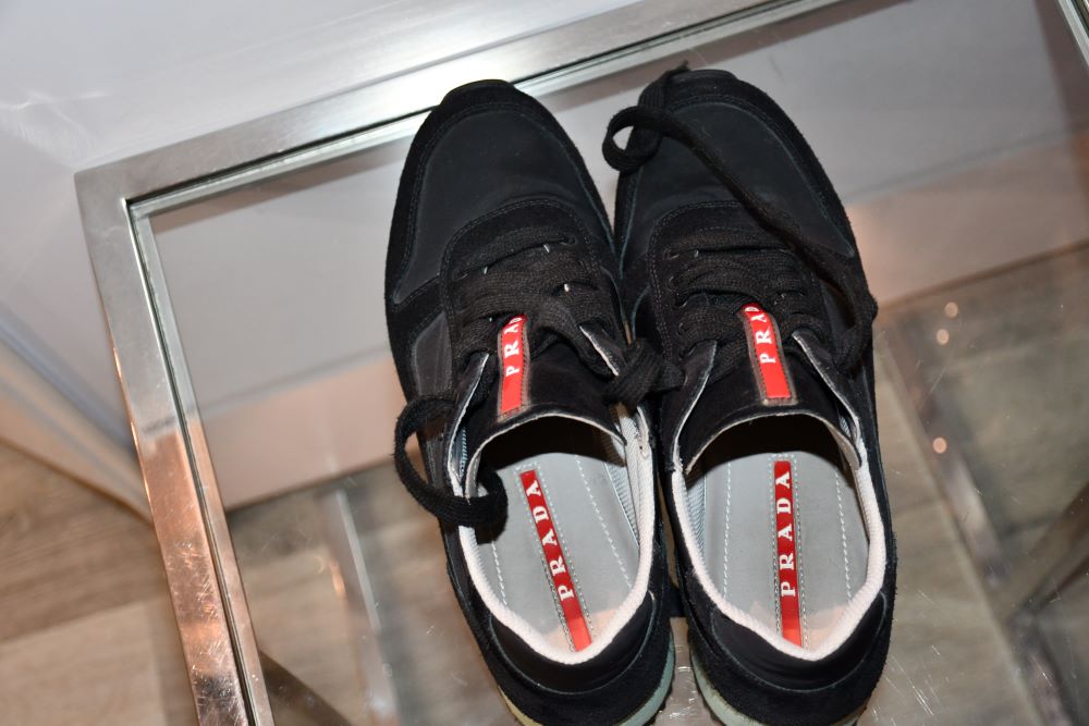 Prada Black Runner Trainers with Red Signature Strip (5)