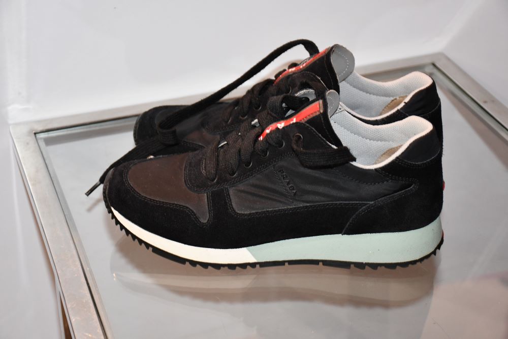 Prada Black Runner Trainers with Red Signature Strip (5)