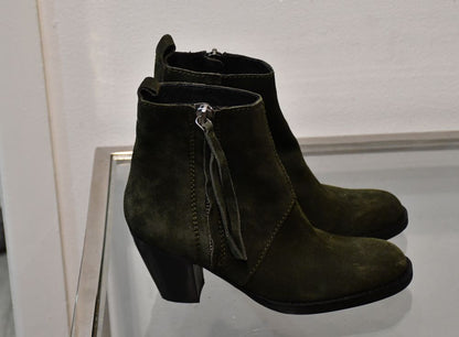 pre owned Acme Studios Slate Green Pistol Suede Ankle Boots