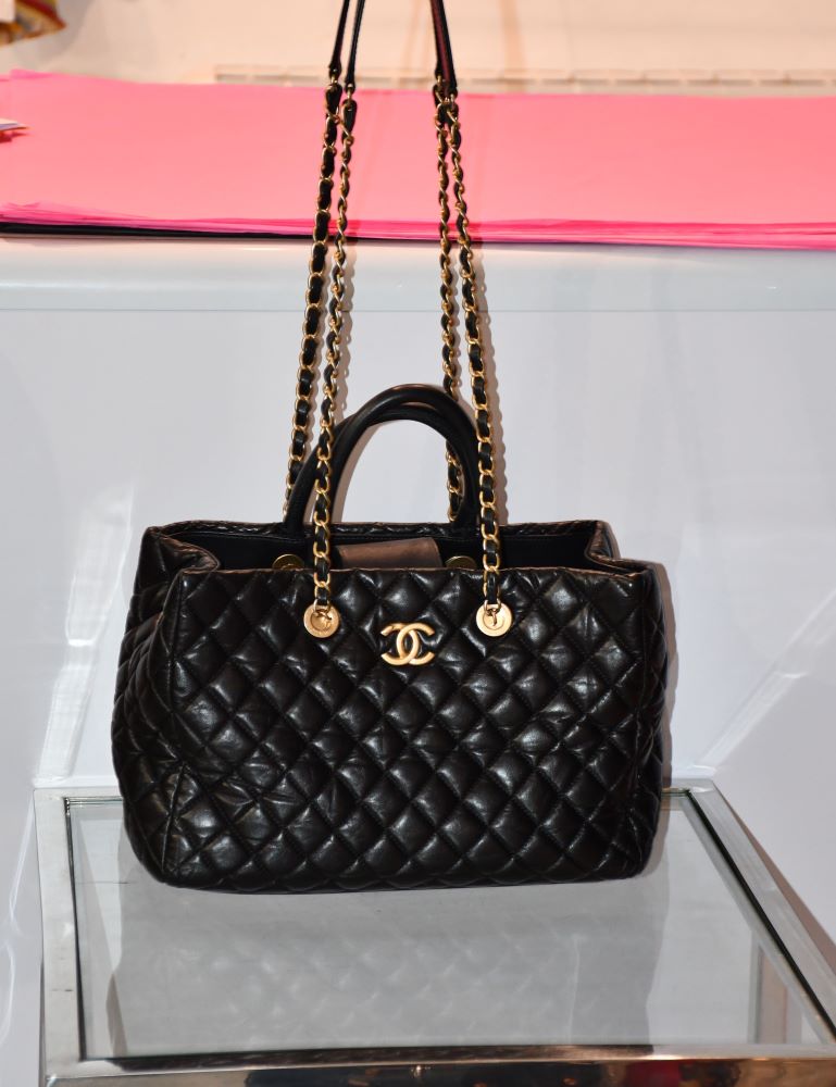 Chanel CoCo Black Quilted Top Handle Medium Tote Handbag