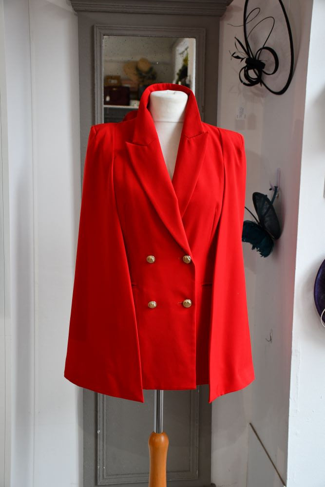 Forever Unique Red Cape Jacket and Trouser Suit (12) No Discount